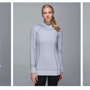 Lululemon Think Fast Hoodie Mini Check White Heathered Slate Women's Size 4